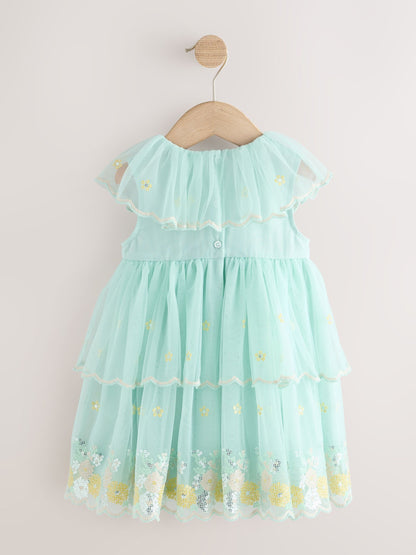 Blue Embellished Mesh Dress (3mths-7yrs) image 7