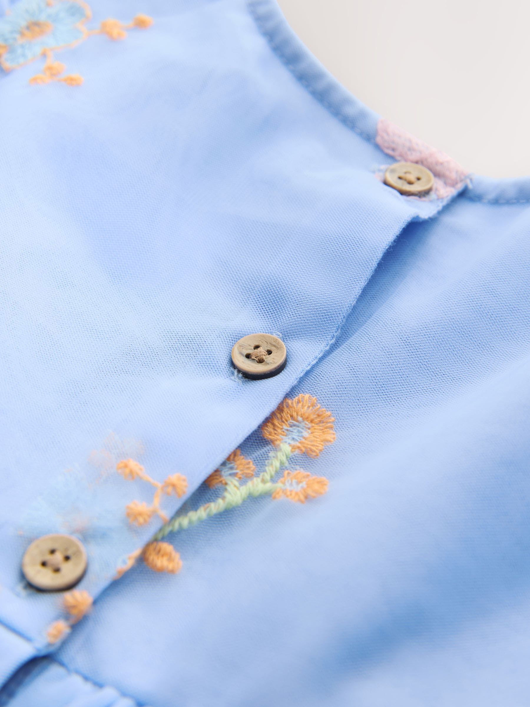 Blue Embroidered Mesh Dress (3mths-7yrs) image 8