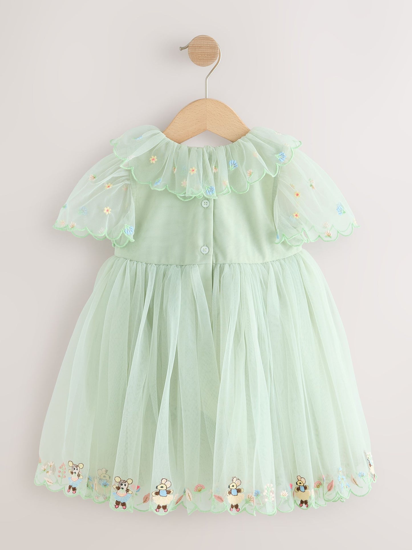 Green Embroidered Mesh Dress (3mths-7yrs) image 6