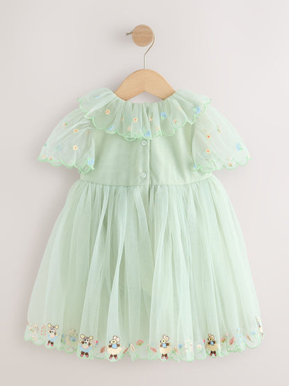 Green Embroidered Mesh Dress (3mths-7yrs) image 6