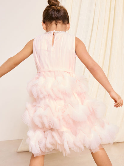 Lipsy Pink 3D Fluffy Ruffle Tutu Occasion Dress (5-16yrs) image 2