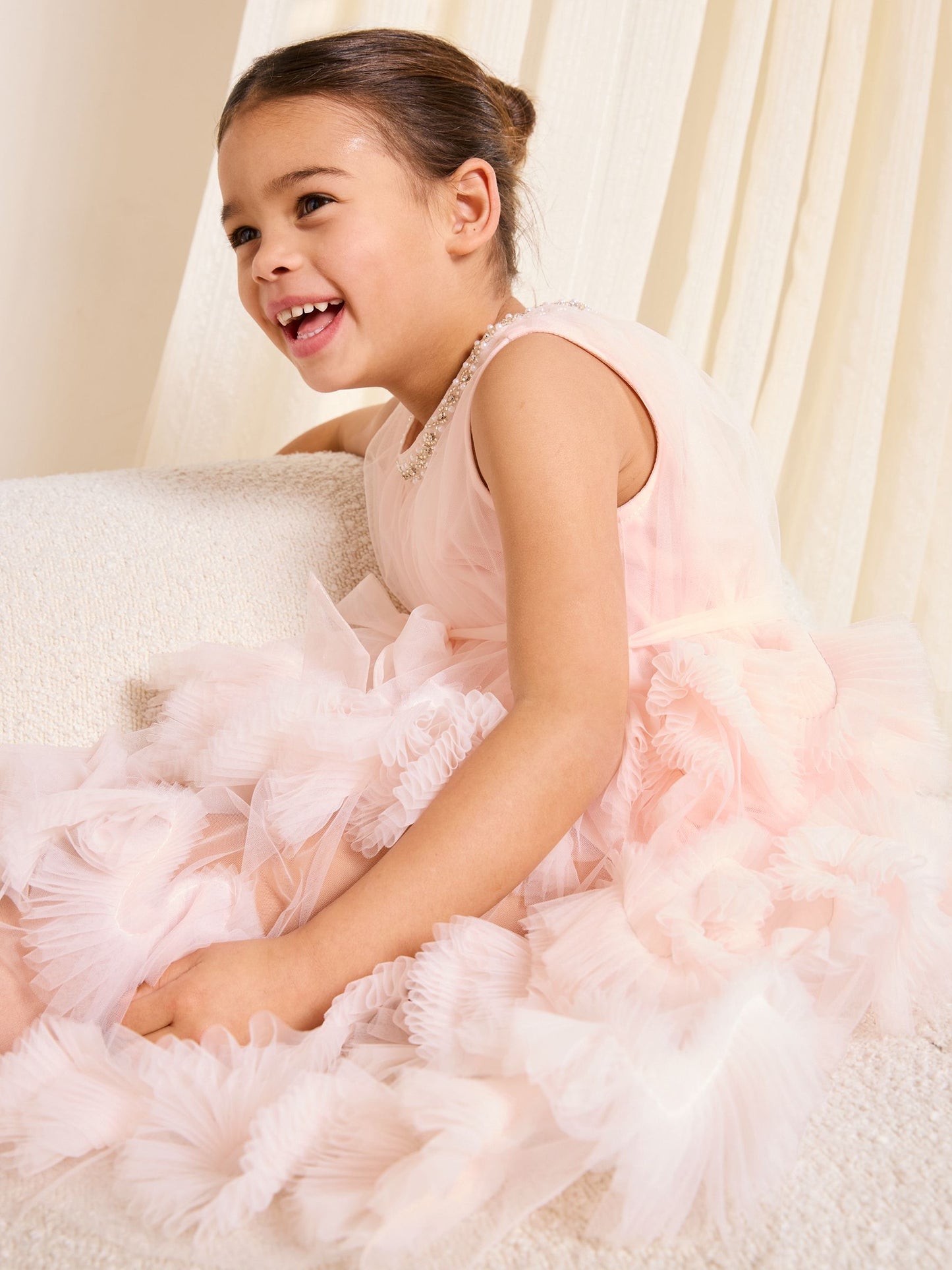 Lipsy Pink 3D Fluffy Ruffle Tutu Occasion Dress (5-16yrs) image 4