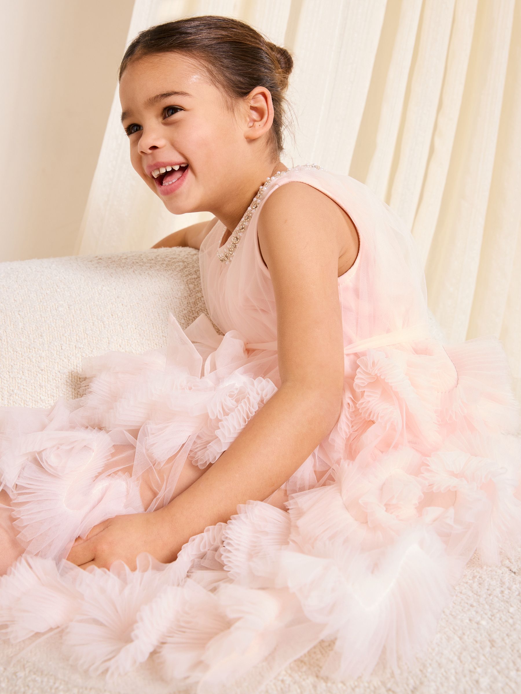 Lipsy Pink 3D Fluffy Ruffle Tutu Occasion Dress (5-16yrs) image 4