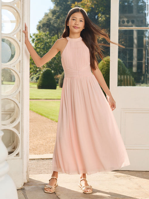 Dsiney Kidz - Lipsy Pink Pleated Halter Maxi Occasion Dress (5-16yrs) image 1