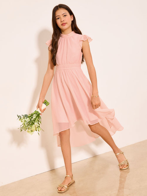 Dsiney Kidz - Lipsy Pink Flutter Sleeve Occasion Dress (5-16yrs) image 1