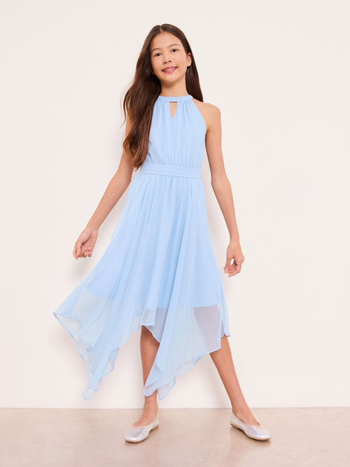 Dsiney Kidz - Lipsy Blue Cut Out Hanky Hem Halter Occasion Dress (5-16yrs) image 1