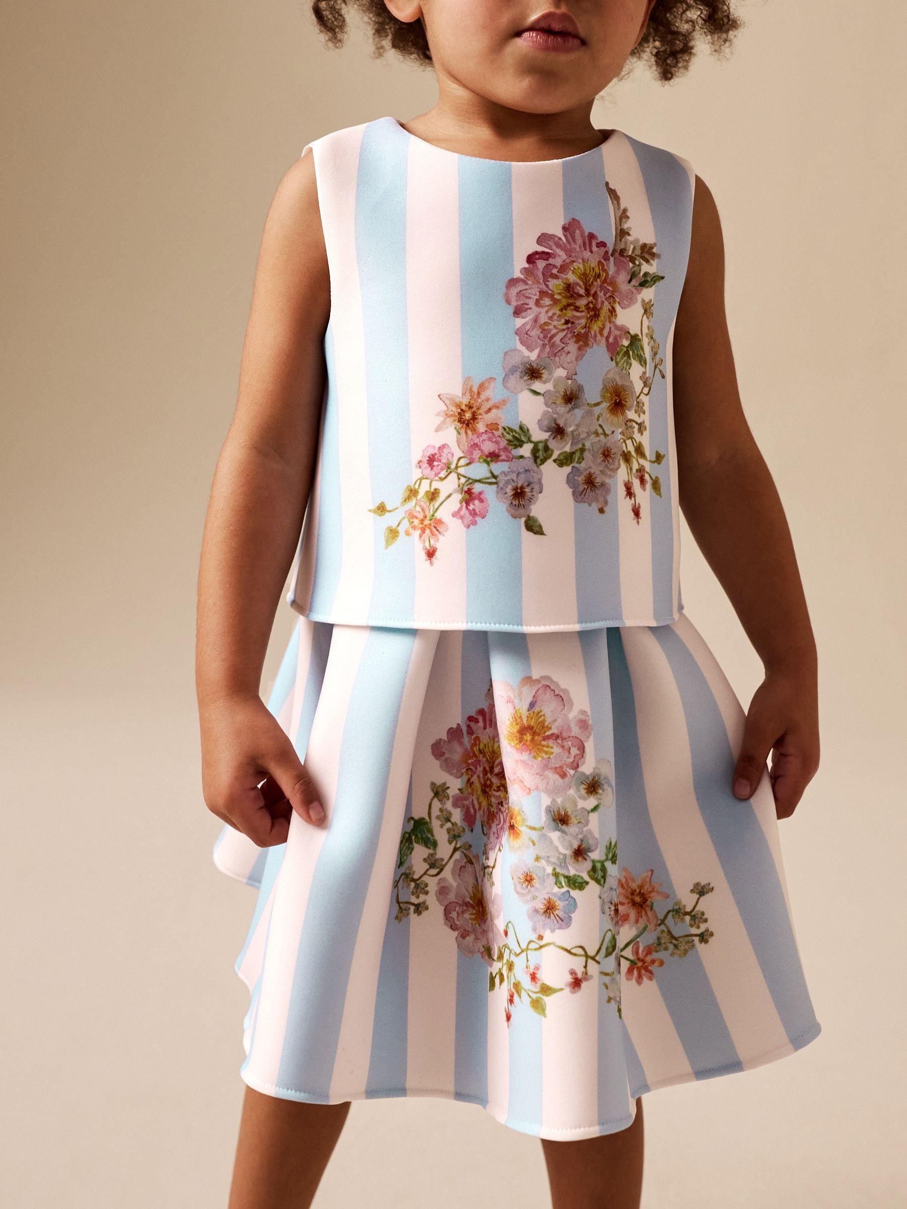 Blue Floral Scuba Top and Skirt Set (3mths-7yrs) image 1