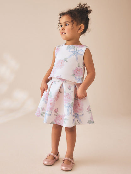 Pink Floral Scuba Top and Skirt Set (3mths-7yrs) image 2