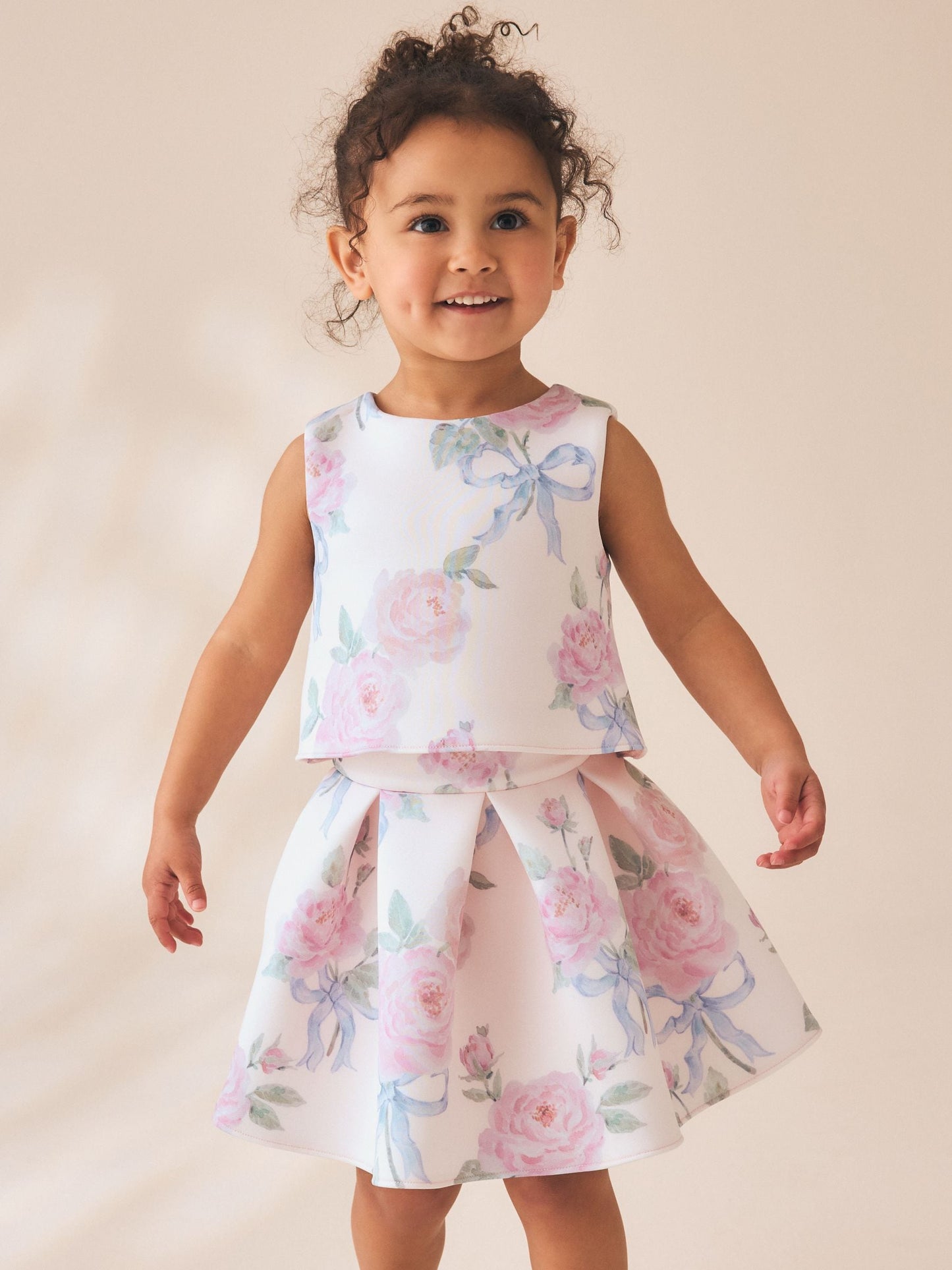 Pink Floral Scuba Top and Skirt Set (3mths-7yrs) image 3