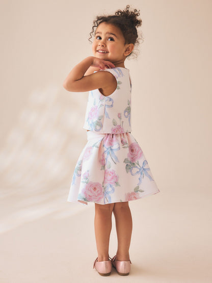 Pink Floral Scuba Top and Skirt Set (3mths-7yrs) image 4