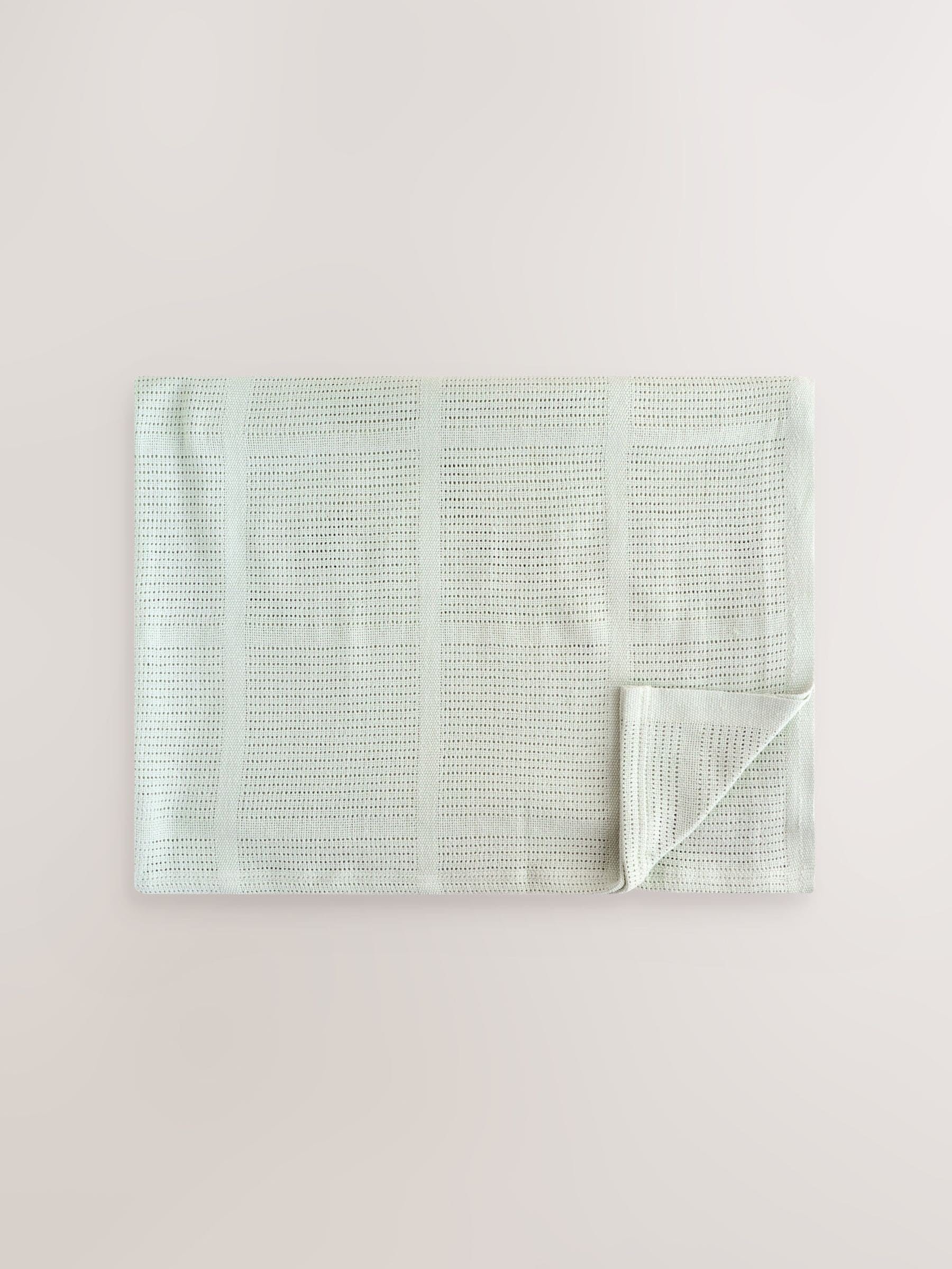 2 Pack Sage Green Cotton Baby Cellular Blankets image 2