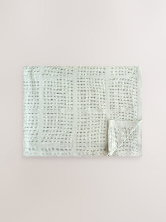 2 Pack Sage Green Cotton Baby Cellular Blankets image 2