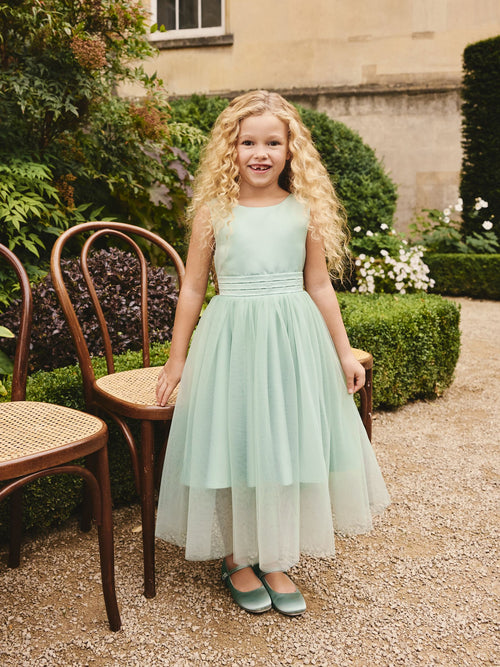 Sage Green Flower Girl Bow Dress (3-12yrs) image 1