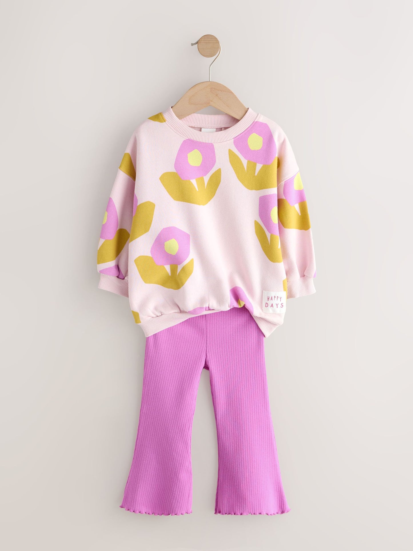 Light Pink Flowers Sweatshirt & Flare Leggings Set (3mths-7yrs) image 4