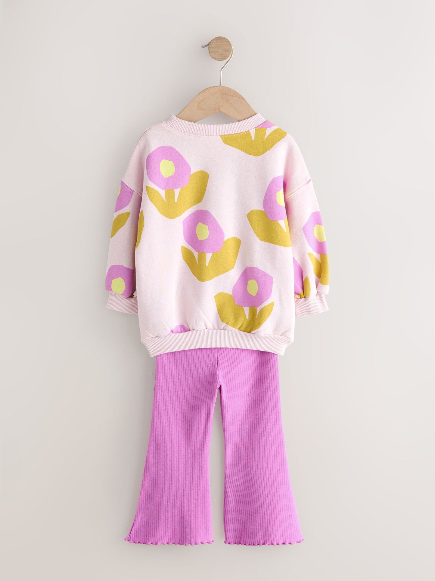 Light Pink Flowers Sweatshirt & Flare Leggings Set (3mths-7yrs) image 5