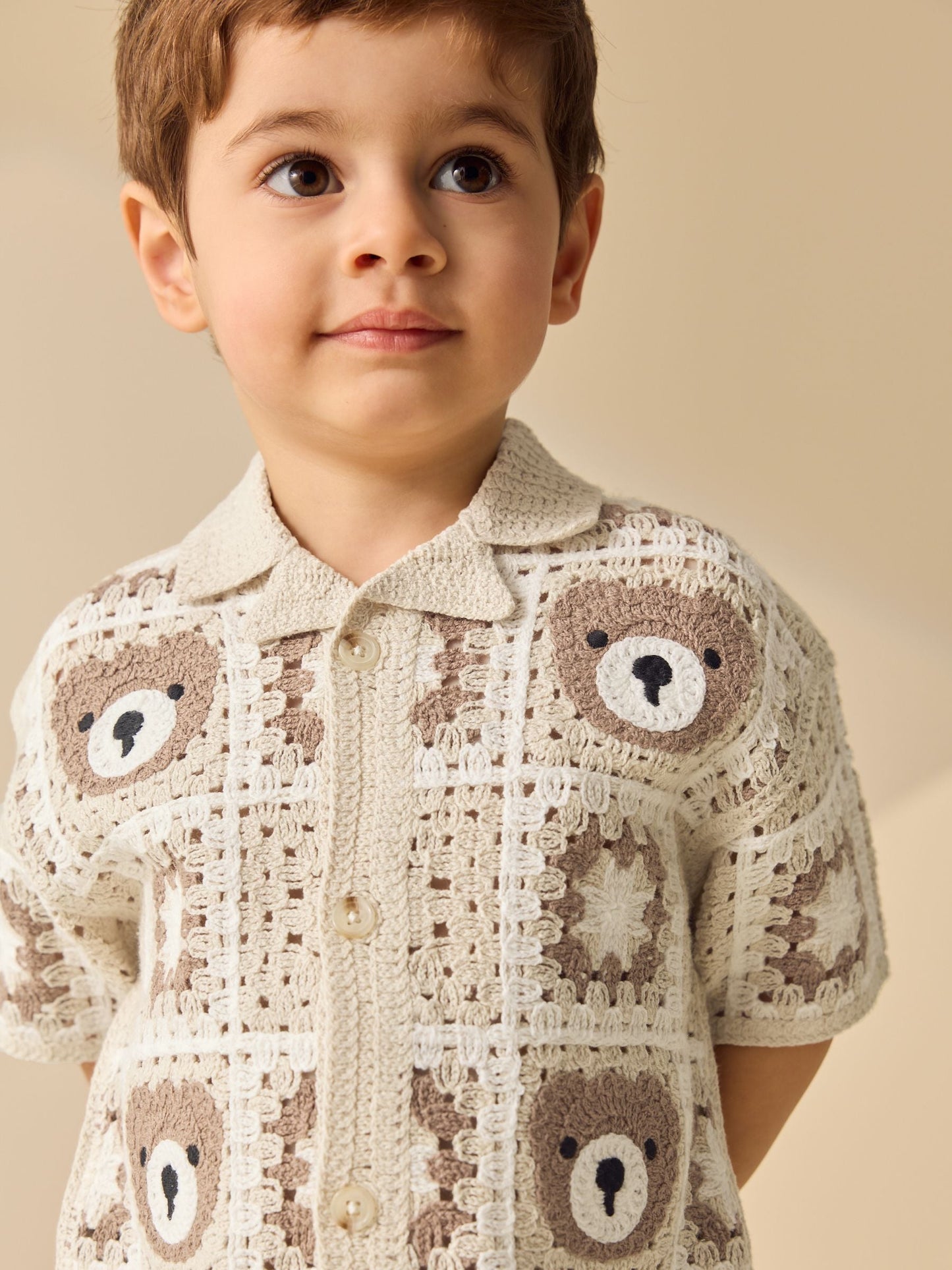 Dsiney Kidz - Neutral Bear Crochet Knitted Short Sleeve Shirt (12mths-10yrs) image 2