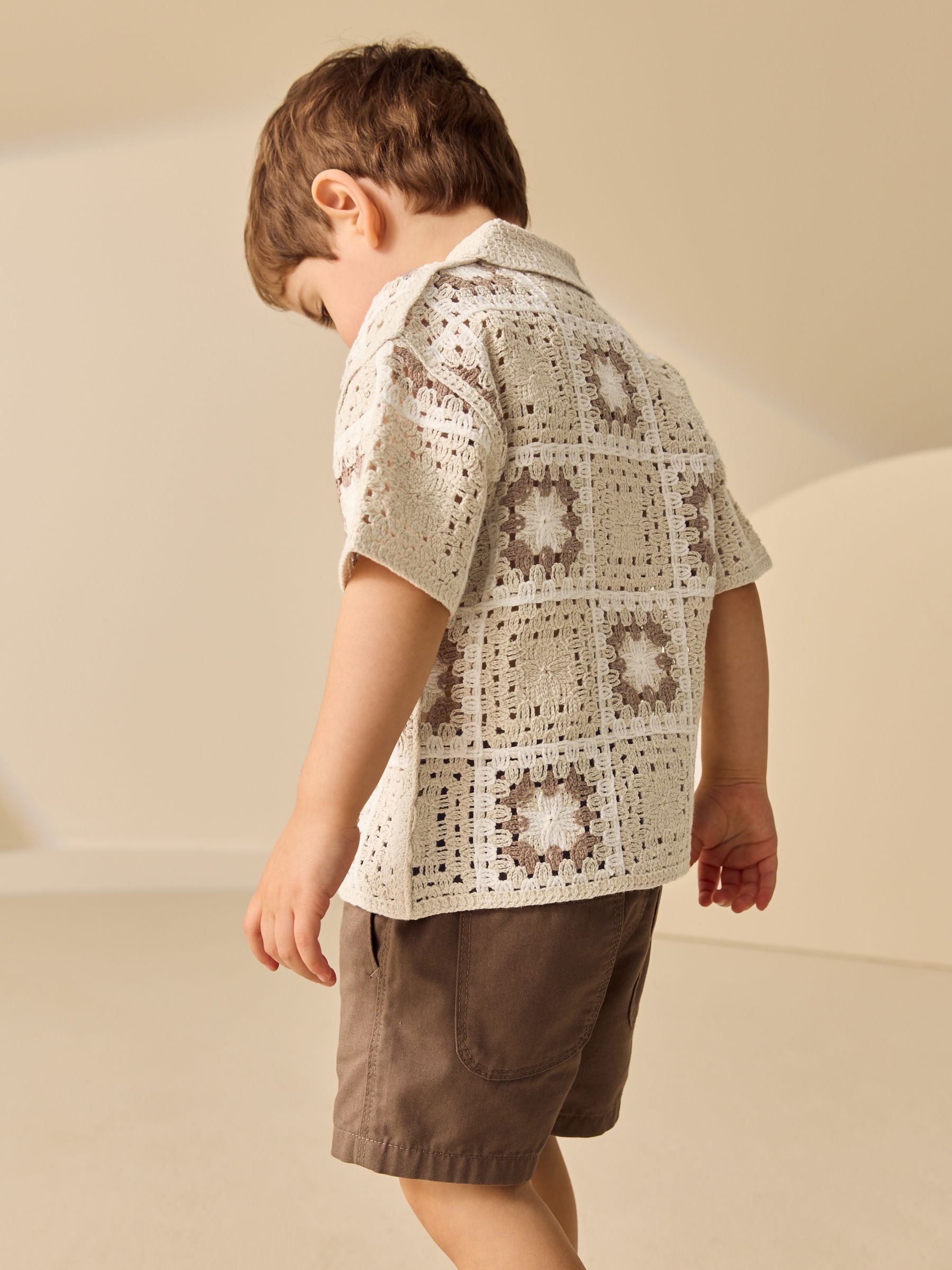 Dsiney Kidz - Neutral Bear Crochet Knitted Short Sleeve Shirt (12mths-10yrs) image 3