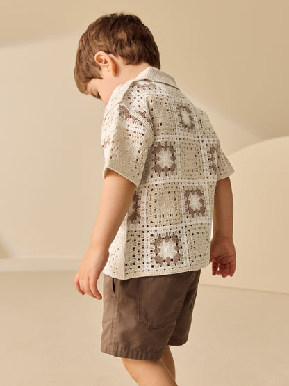 Dsiney Kidz - Neutral Bear Crochet Knitted Short Sleeve Shirt (12mths-10yrs) image 3