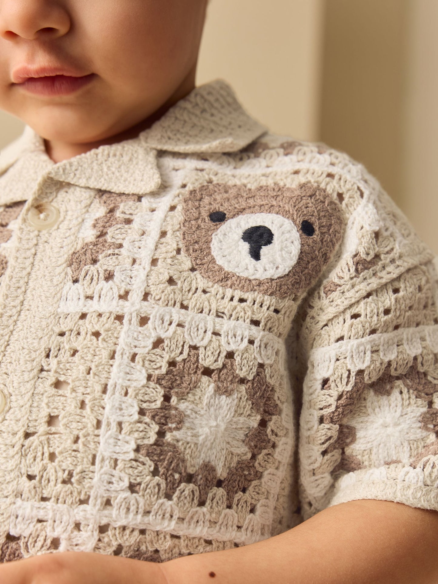 Dsiney Kidz - Neutral Bear Crochet Knitted Short Sleeve Shirt (12mths-10yrs) image 4