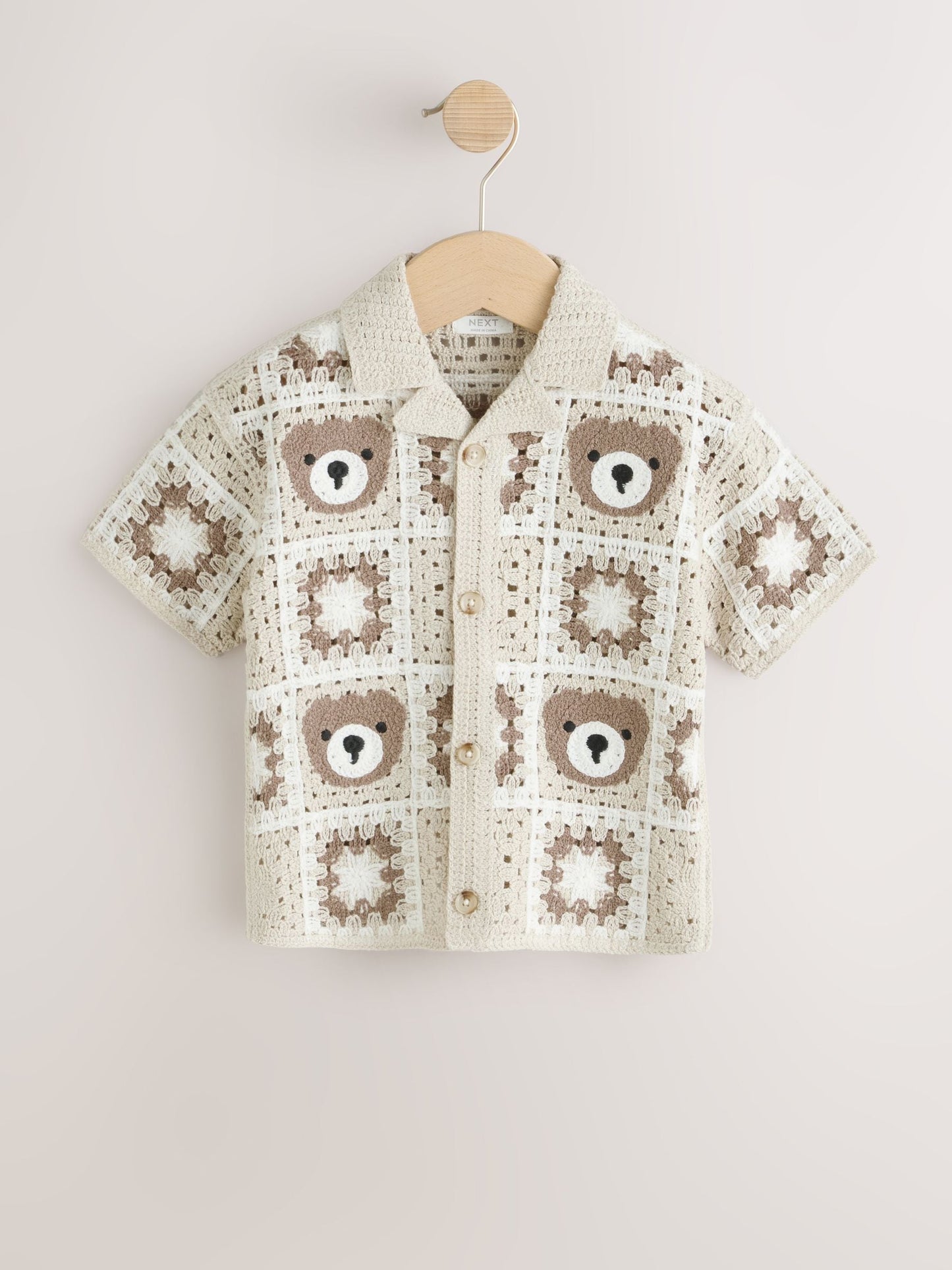 Dsiney Kidz - Neutral Bear Crochet Knitted Short Sleeve Shirt (12mths-10yrs) image 5