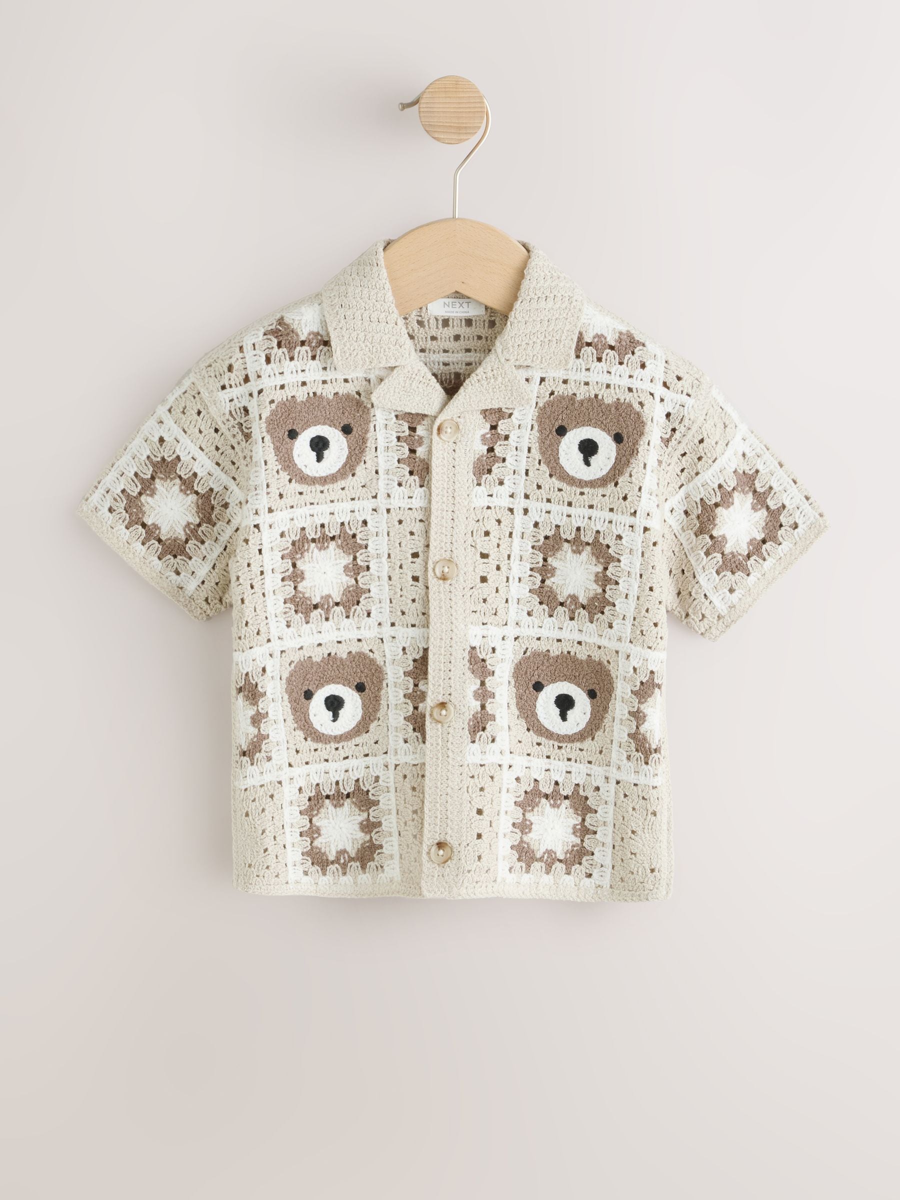 Dsiney Kidz - Neutral Bear Crochet Knitted Short Sleeve Shirt (12mths-10yrs) image 5
