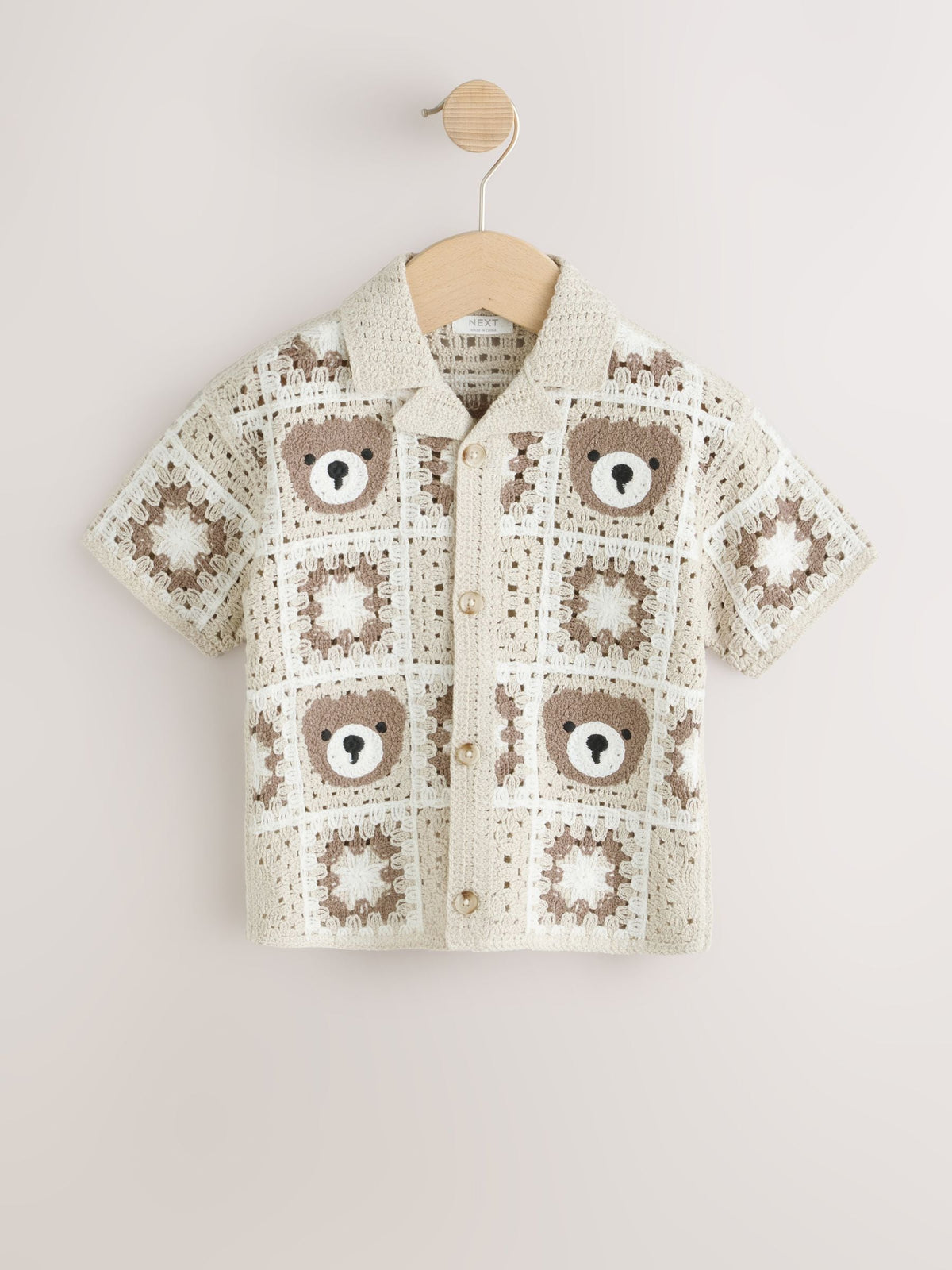Dsiney Kidz - Neutral Bear Crochet Knitted Short Sleeve Shirt (12mths-10yrs) image 5