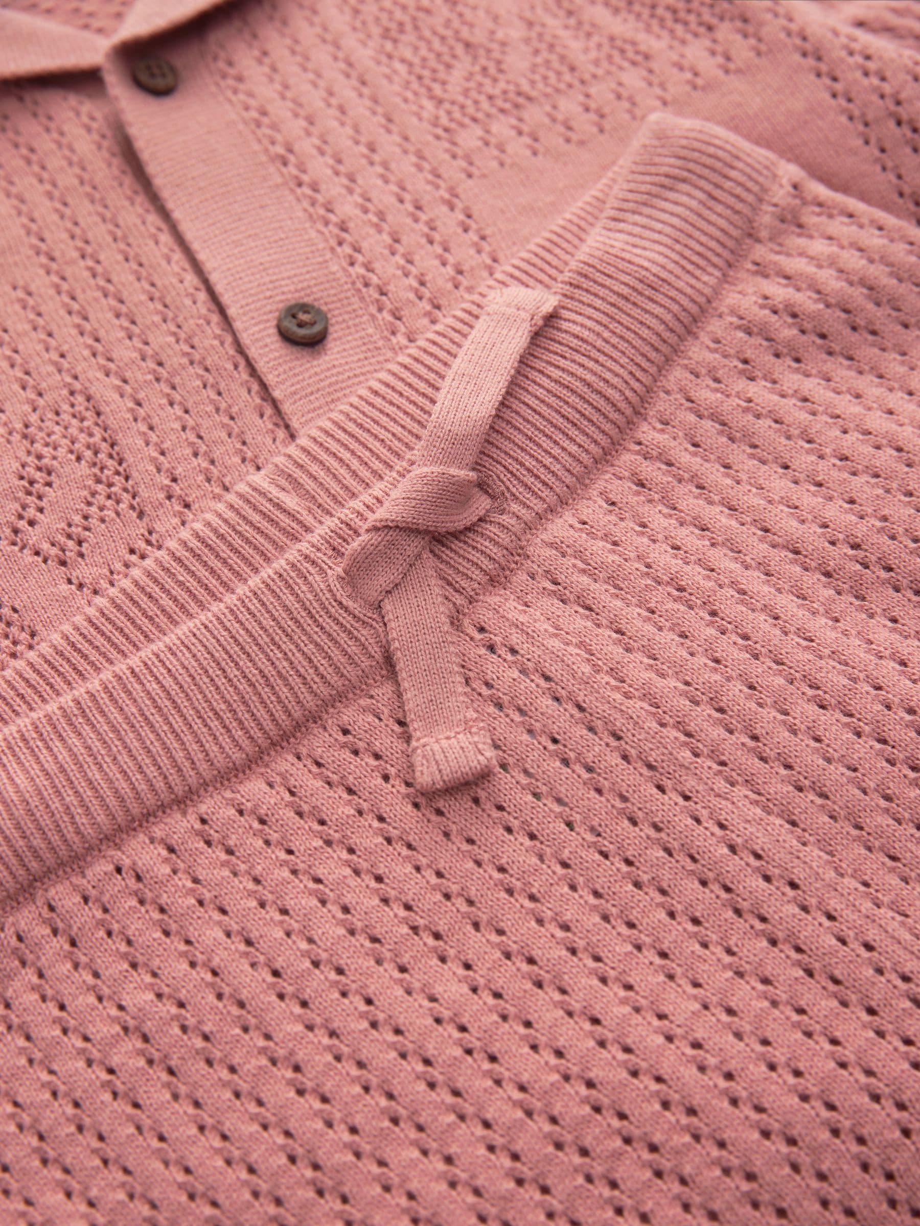 Dusky Pink Textured Knitted Polo Shirt and Shorts Set (3mths-10yrs) image 7