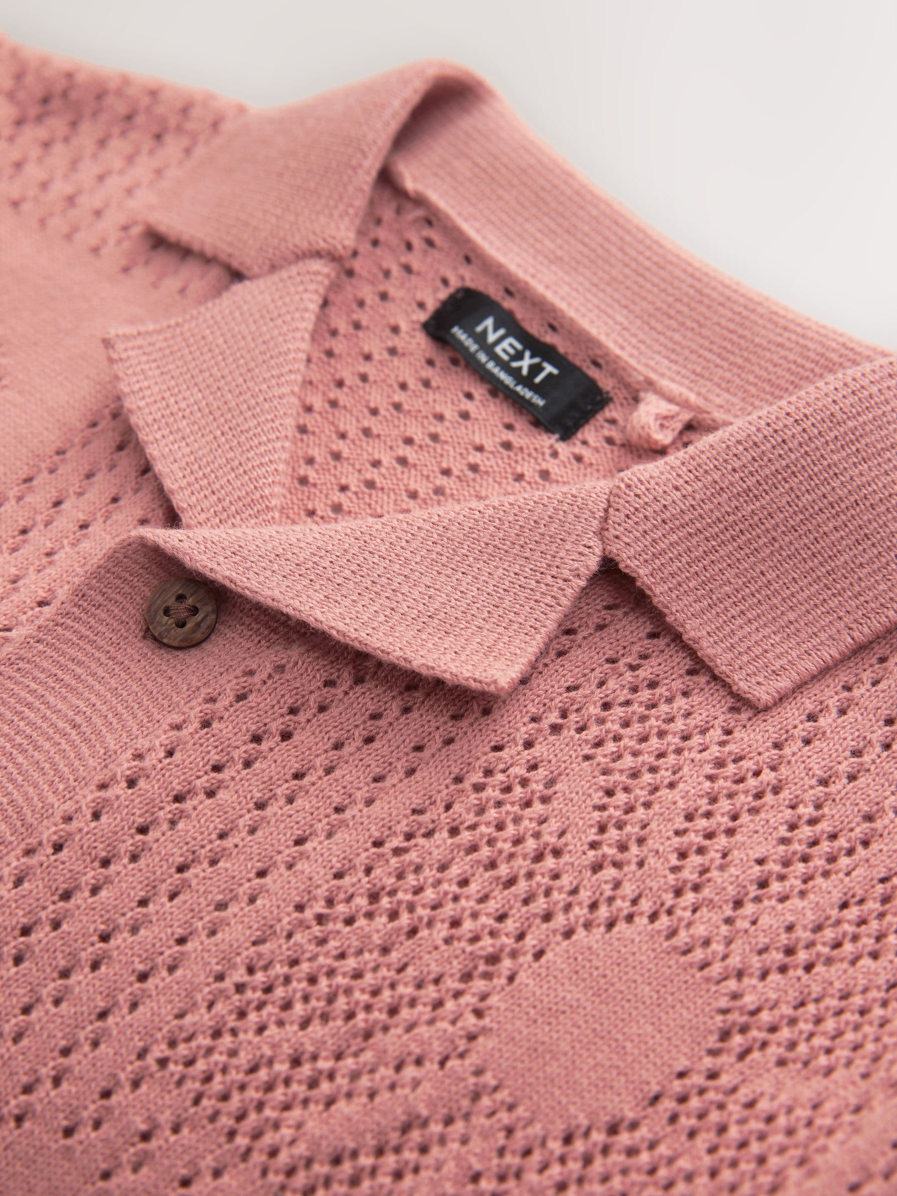 Dusky Pink Textured Knitted Polo Shirt and Shorts Set (3mths-10yrs) image 8
