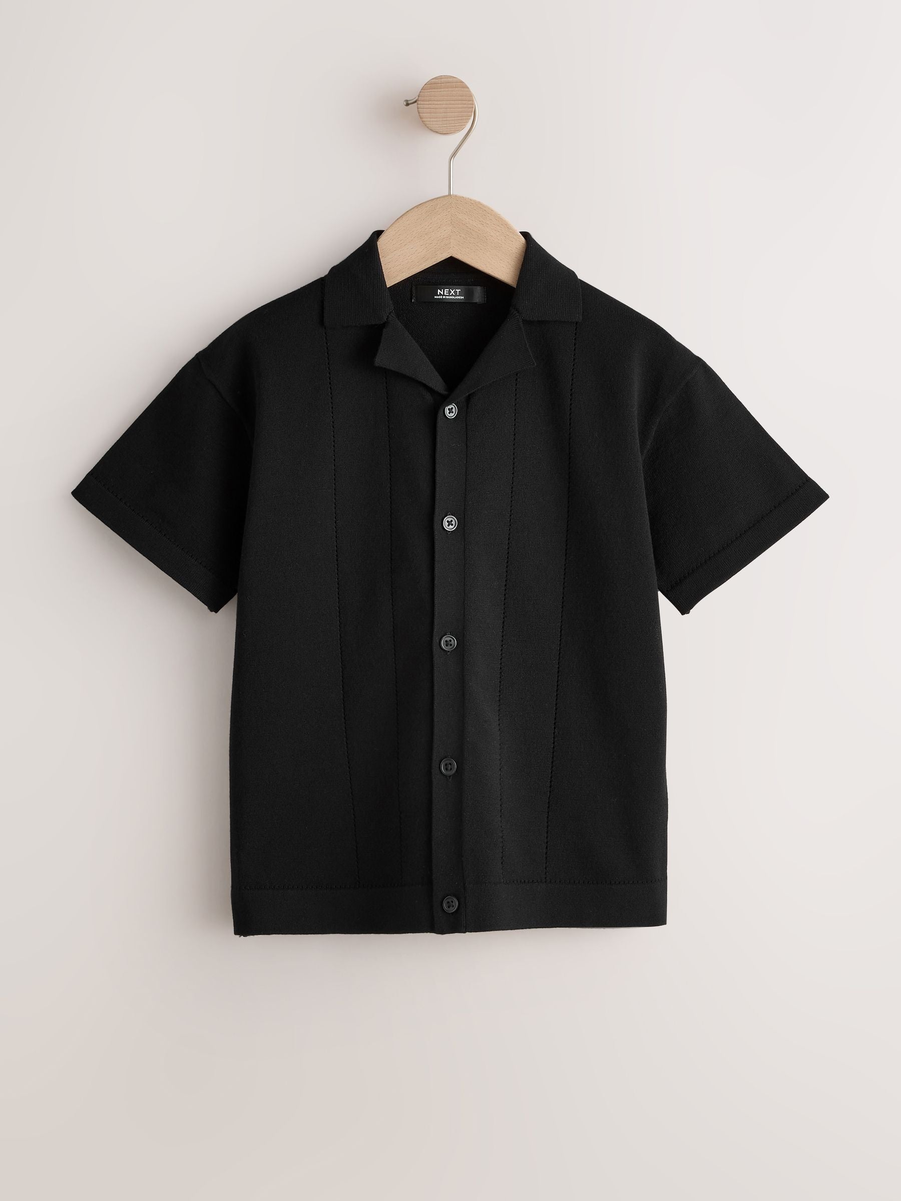 Dsiney Kidz - Black Knitted Revere Collar Polo Shirt (3-16yrs) image 1