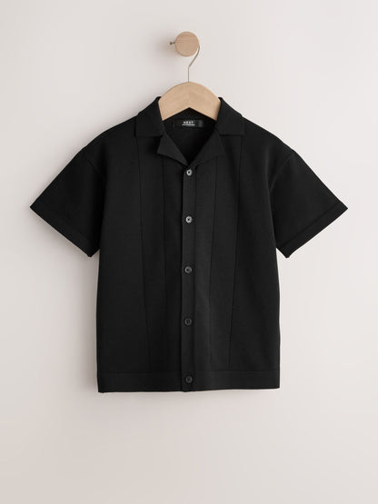 Dsiney Kidz - Black Knitted Revere Collar Polo Shirt (3-16yrs) image 1