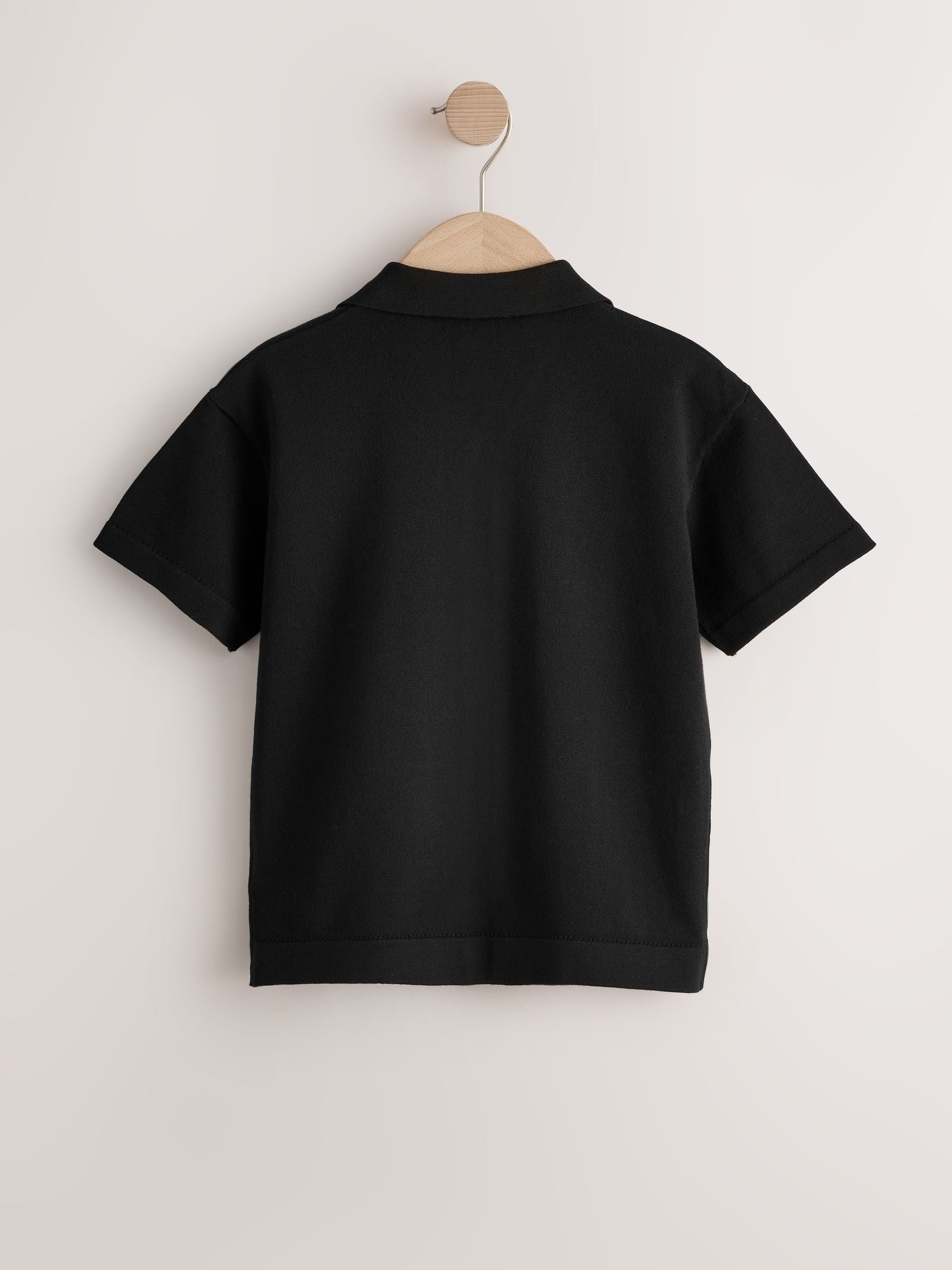 Dsiney Kidz - Black Knitted Revere Collar Polo Shirt (3-16yrs) image 2