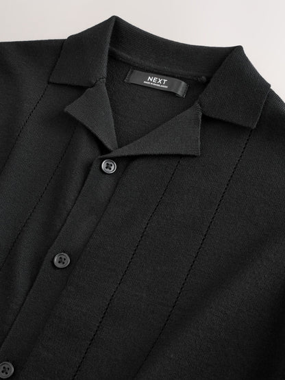Dsiney Kidz - Black Knitted Revere Collar Polo Shirt (3-16yrs) image 4
