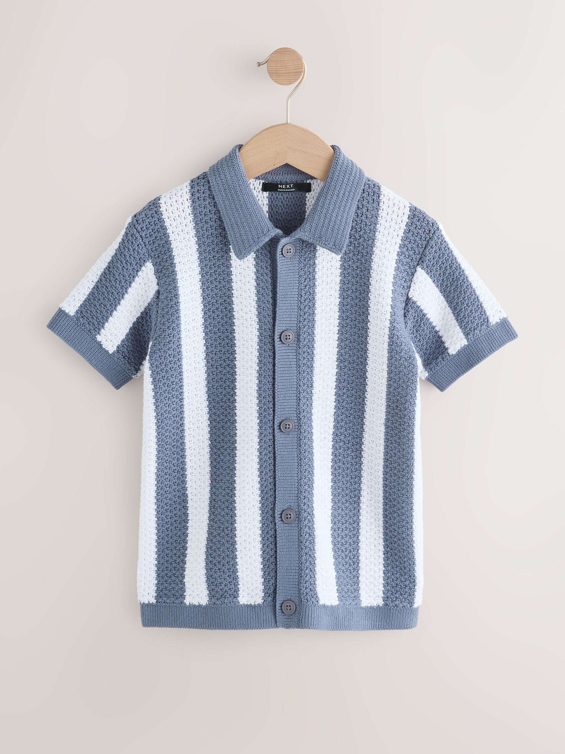 Dsiney Kidz - Blue Stripe Knitted Polo Shirt (3-16yrs) image 1