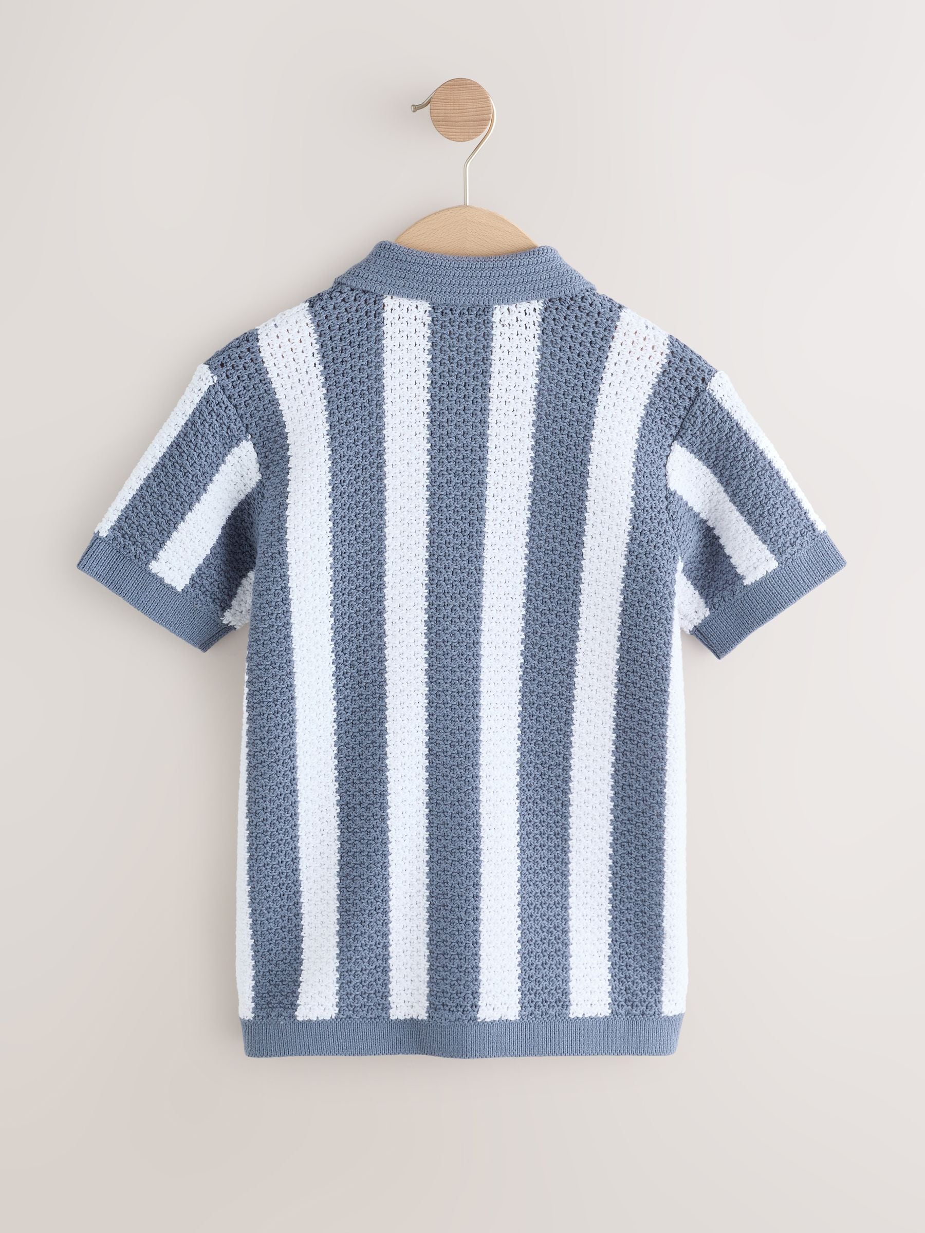 Dsiney Kidz - Blue Stripe Knitted Polo Shirt (3-16yrs) image 2