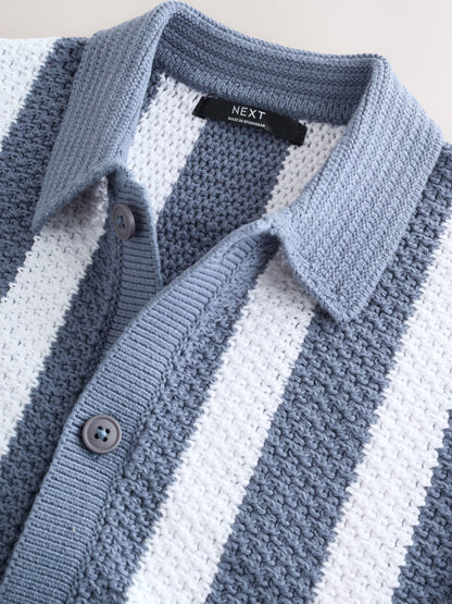 Dsiney Kidz - Blue Stripe Knitted Polo Shirt (3-16yrs) image 4