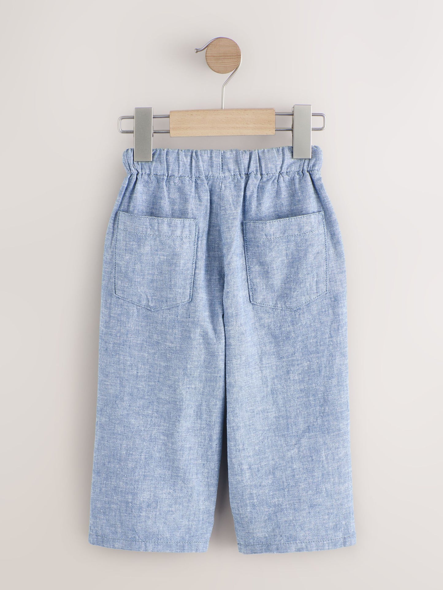Chambray Blue Wide Fit Linen Blend Pull on Trousers (3mths-7yrs) image 6