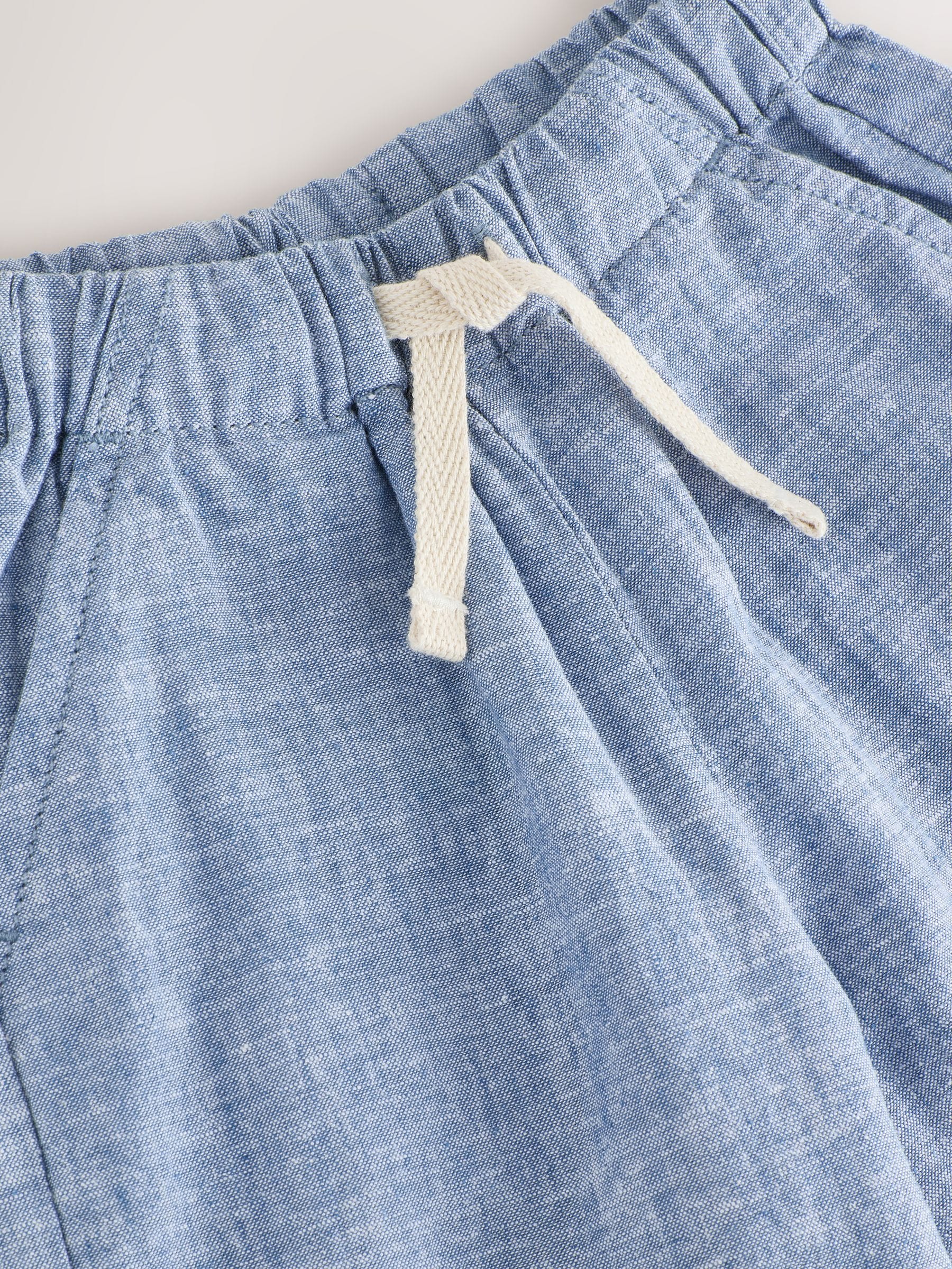 Chambray Blue Wide Fit Linen Blend Pull on Trousers (3mths-7yrs) image 7