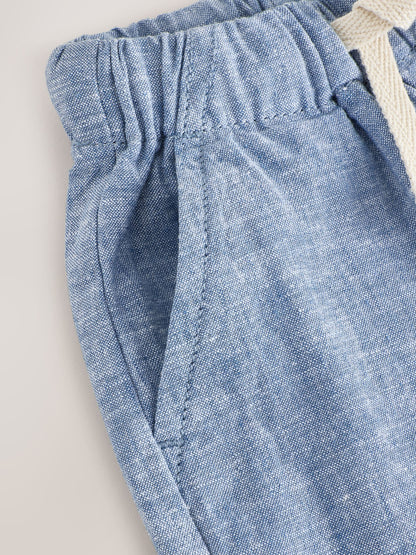 Chambray Blue Wide Fit Linen Blend Pull on Trousers (3mths-7yrs) image 8