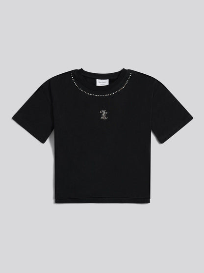 Dsiney Kidz - Juicy Couture Black Diamante Trim Neck Boxy T-Shirt image 1