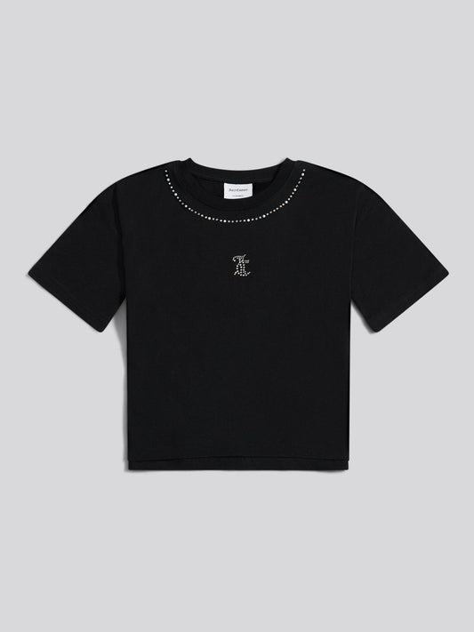 Dsiney Kidz - Juicy Couture Black Diamante Trim Neck Boxy T-Shirt image 1