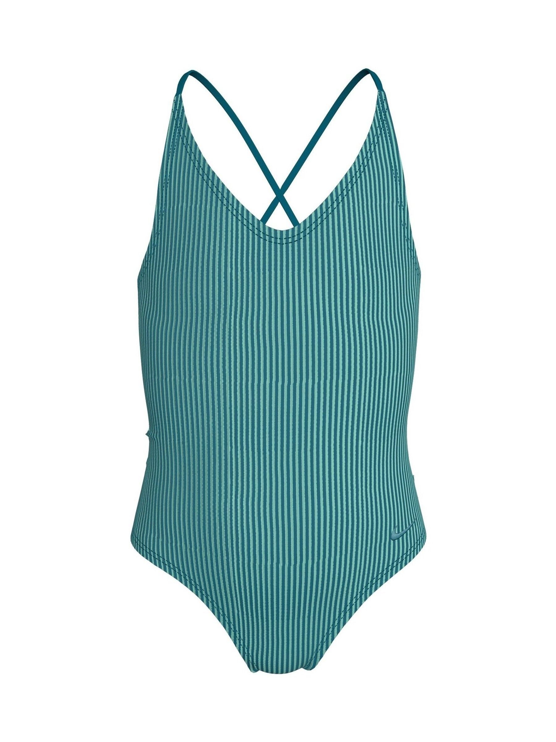 Dsiney Kidz - Nike Blue Ripple Texture Striped Lace Up One Piece Swimsuit image 4