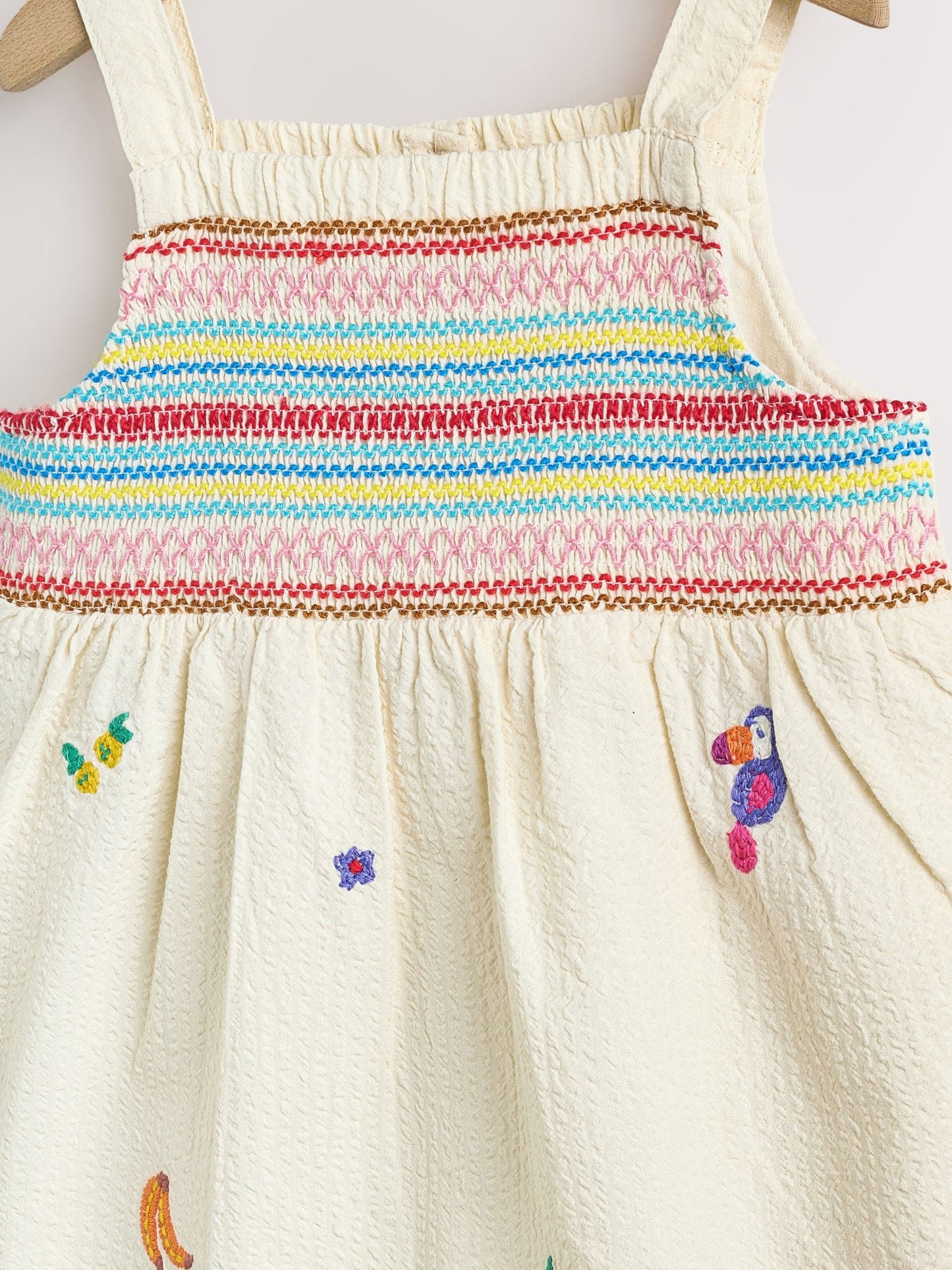 White Tropical Embroidery Baby Long Leg Romper (0mths-2yrs) image 3