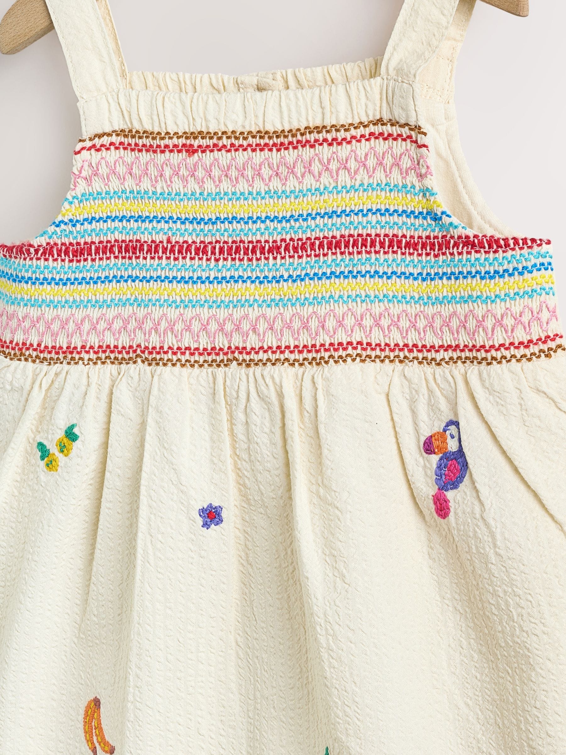 White Tropical Embroidery Baby Long Leg Romper (0mths-2yrs) image 3