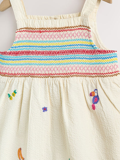 White Tropical Embroidery Baby Long Leg Romper (0mths-2yrs) image 3