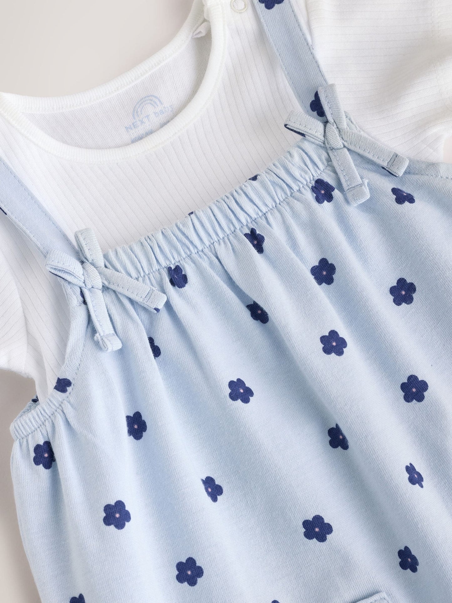Blue Floral Baby Jersey Dungarees and Bodysuits Set 2 Piece (0mths-3yrs) image 5