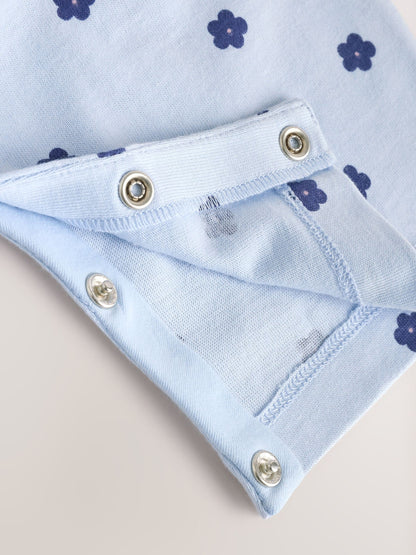 Blue Floral Baby Jersey Dungarees and Bodysuits Set 2 Piece (0mths-3yrs) image 8