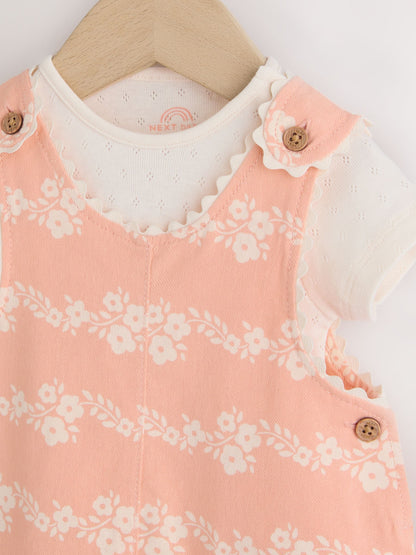Orange Floral Baby Dungarees and Bodysuits Set 2 Piece (0mths-2yrs) image 5
