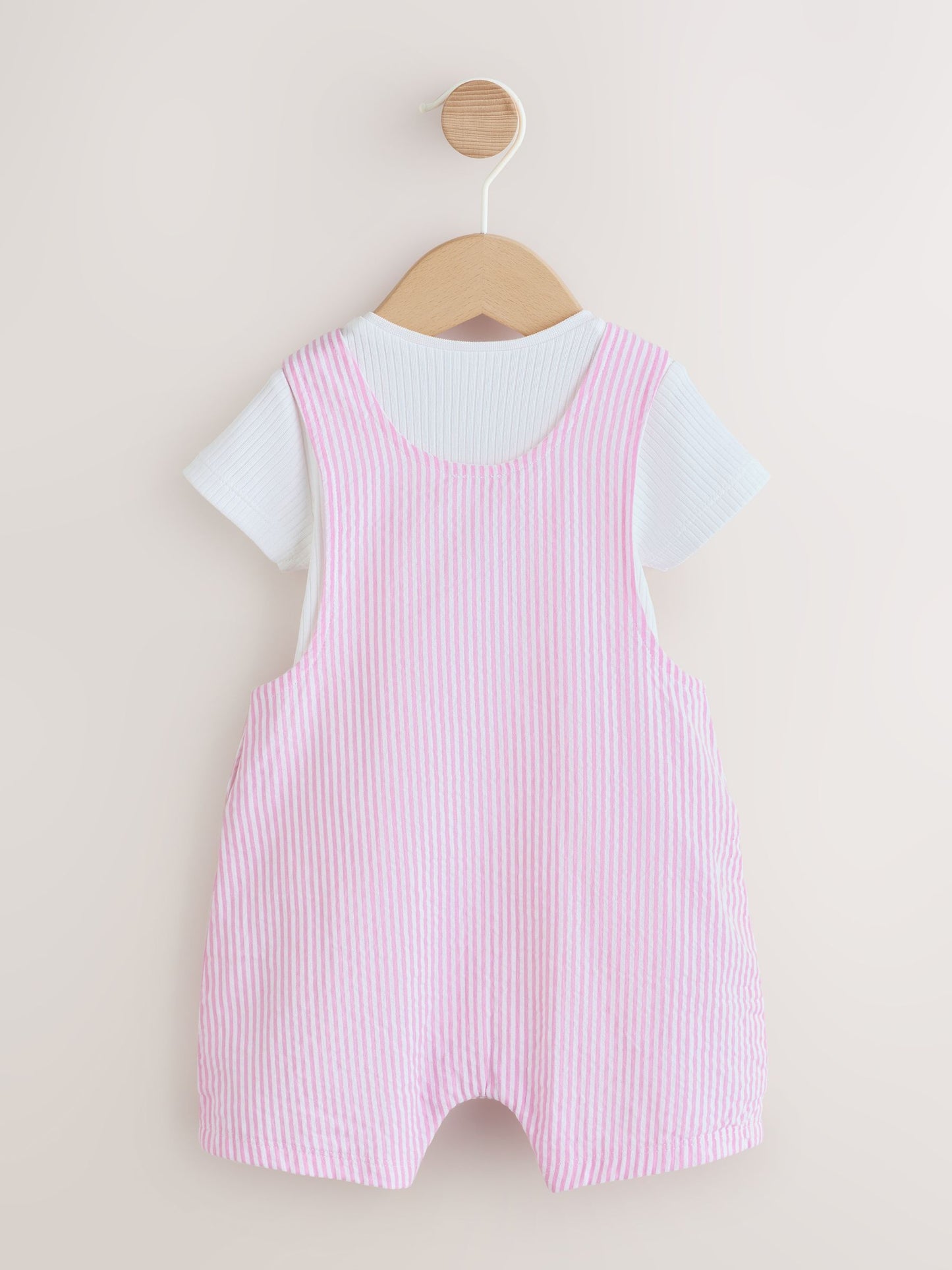 Pink and White Stripe Baby Dungarees and Bodysuits Set 2 Piece (0mths-2yrs) image 2
