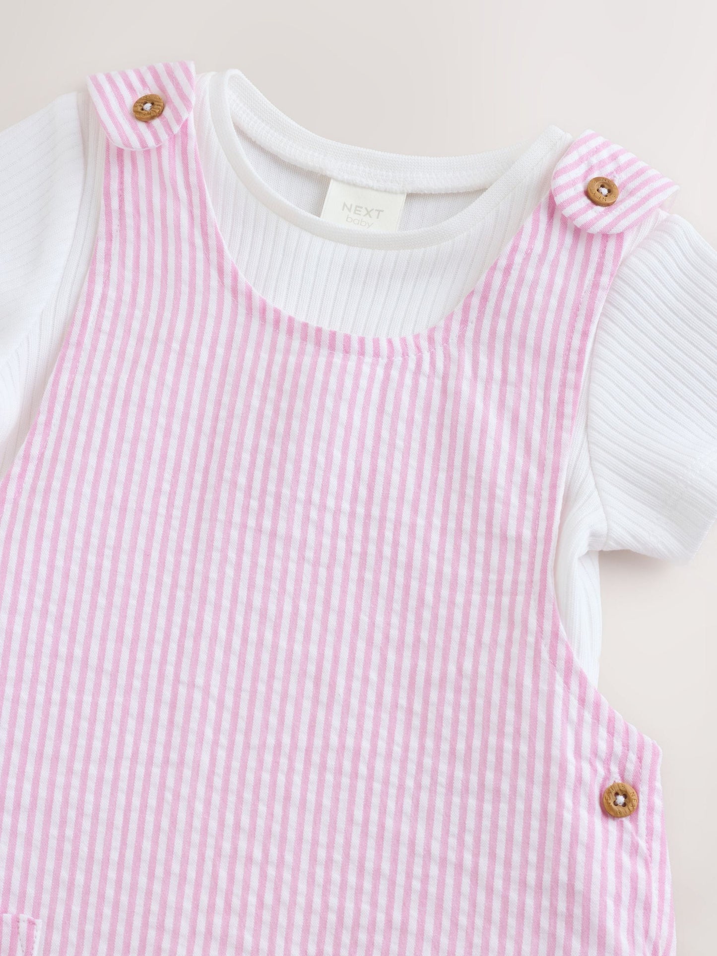 Pink and White Stripe Baby Dungarees and Bodysuits Set 2 Piece (0mths-2yrs) image 6