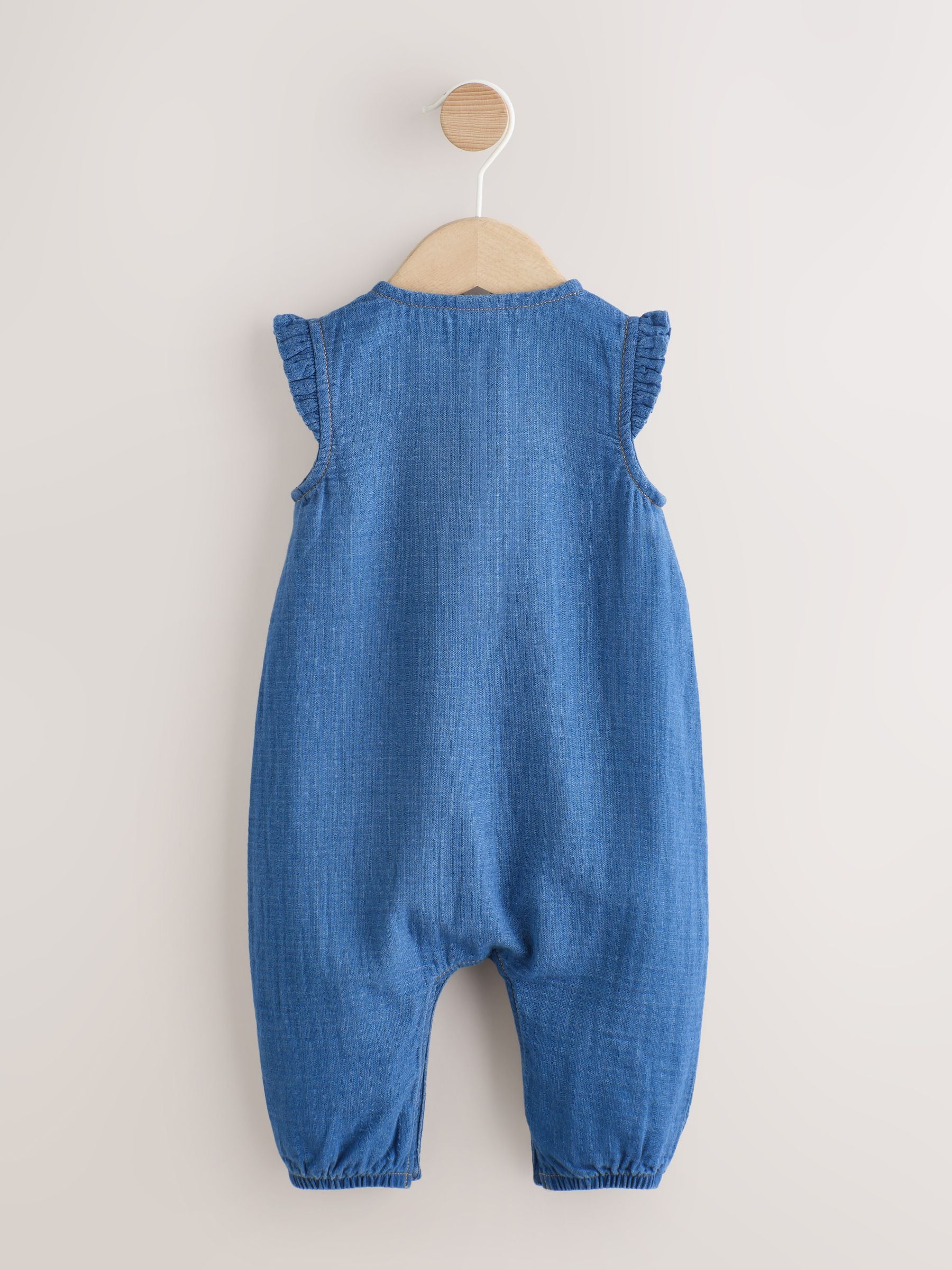 Denim Blue Baby Long Leg Romper (0mths-2yrs) image 2